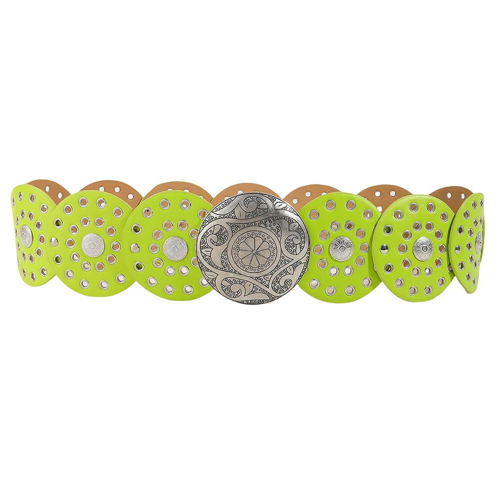 Vintage Cowgirl Buckle Belt Colorful Round PU Hollow Belt Cowboy Waistband  Waist Accessories