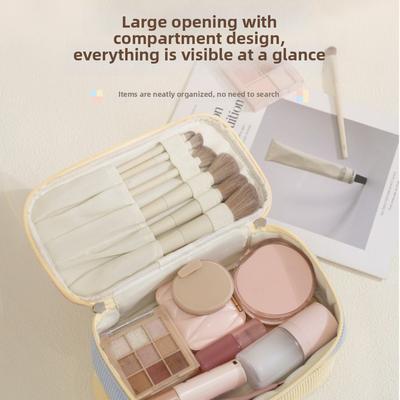 Zipper Closure Double-layer Storage Bag Soft Material Portable Cosmetic Bag Handheld Large Capacity Toilet Bag