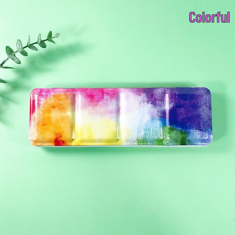 24-Color Tinplate Watercolor Paint Box with Card and Brush Holder
