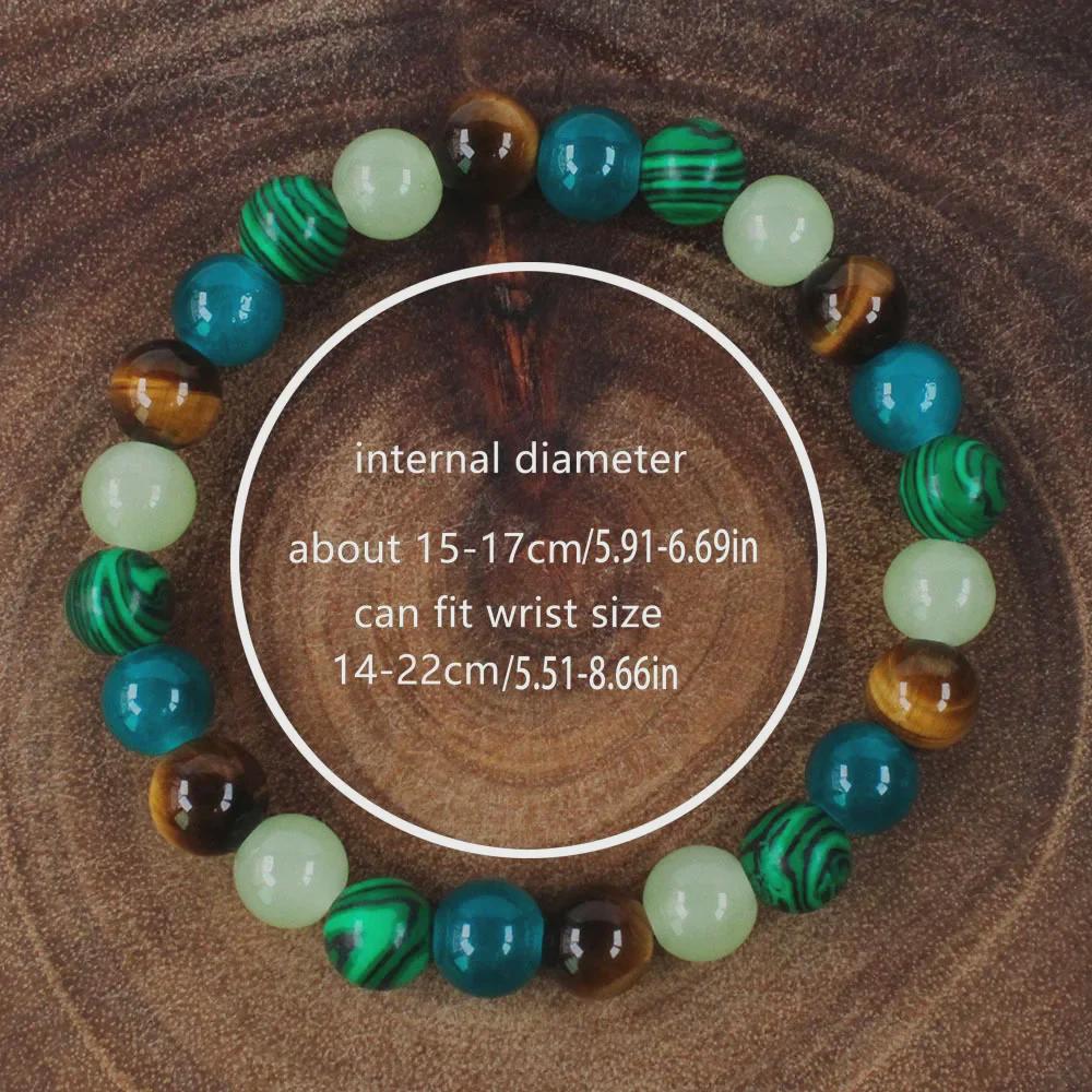 temuTK Natural Stone Bracelets: Malachite & Tiger Eye Unisex Jewelry