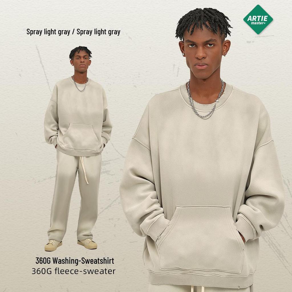 ARTIE Men's 2023 Fall/Winter Spray-Dyed Washed Sweater & Pants Set