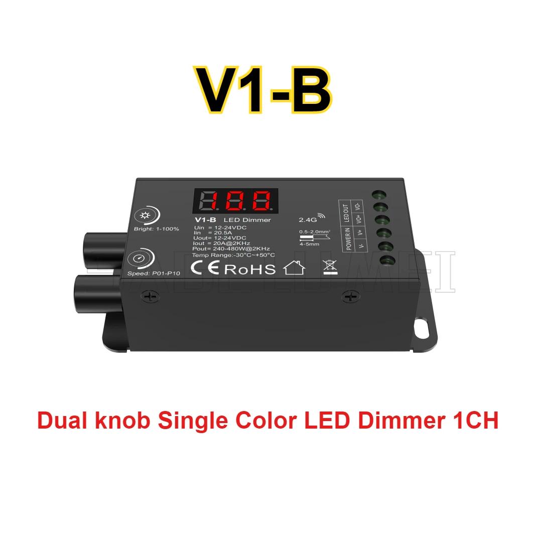

V1-B Single color V2-B CCT Skydance DC12-24V LED Dimmer Dual knob LED Strip Brightness 30M voltage with digital display RF2.4G