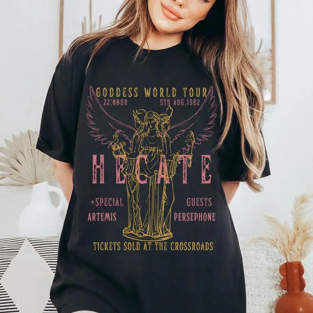 

100 Cotton Womens Tshirt Goddess Hecate Distressed Band Print Tee Shirt Hip Hop Graphic Top Vintage Short Sleeve Streetwear 4XL