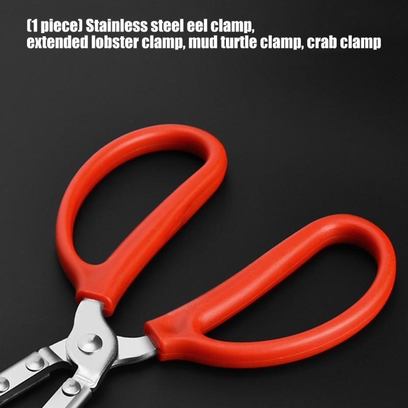 Eel Kitchen Accessories Red Handle Stainless Steel Multifunction Antislip Clip Sea Eel Tongs Fishing Catching Tool Tooth