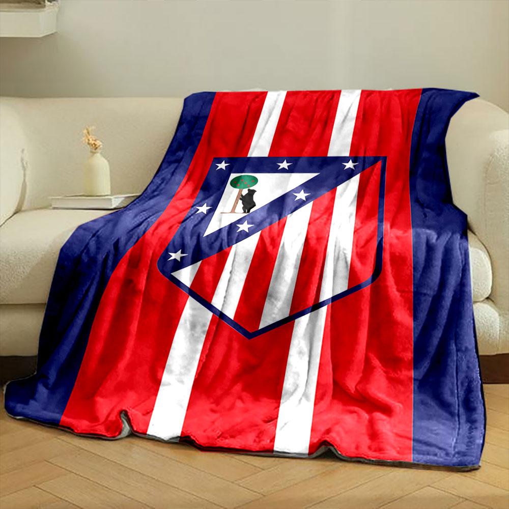 Red and white vertical stripes with a blue-bordered shield featuring stars and a bear. for all seasons blanket lunch break throw gift