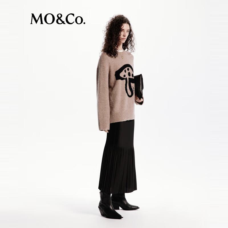 MO&Co. Mushroom Pattern Alpaca-Blend Knit Sweater