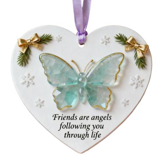 Friendship Sea Glass Butterfly Ornament Friends Are Angels Christmas Tree Ornament Handmade Sea Glass Art Friendship Keepsake for Best Friends