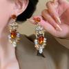 Retro Design Ethnic Style Earrings Women's Light Luxury Temperament Long Stud Earrings Women's Silver Needle Antique Earrings