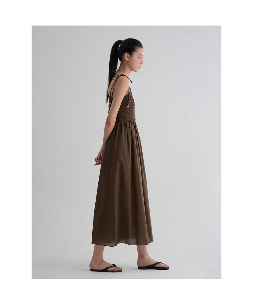 8SECONDS Lace Contrast Sleeveless Long Dress Brown
