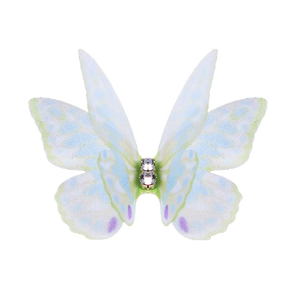 50 Stück 3D Organza Stoff Schmetterlings-Applikationen Doppellagige Chiffon Schmetterlings-Stickerei-Aufnäher Handgefertigte Haarnadel-Accessoires