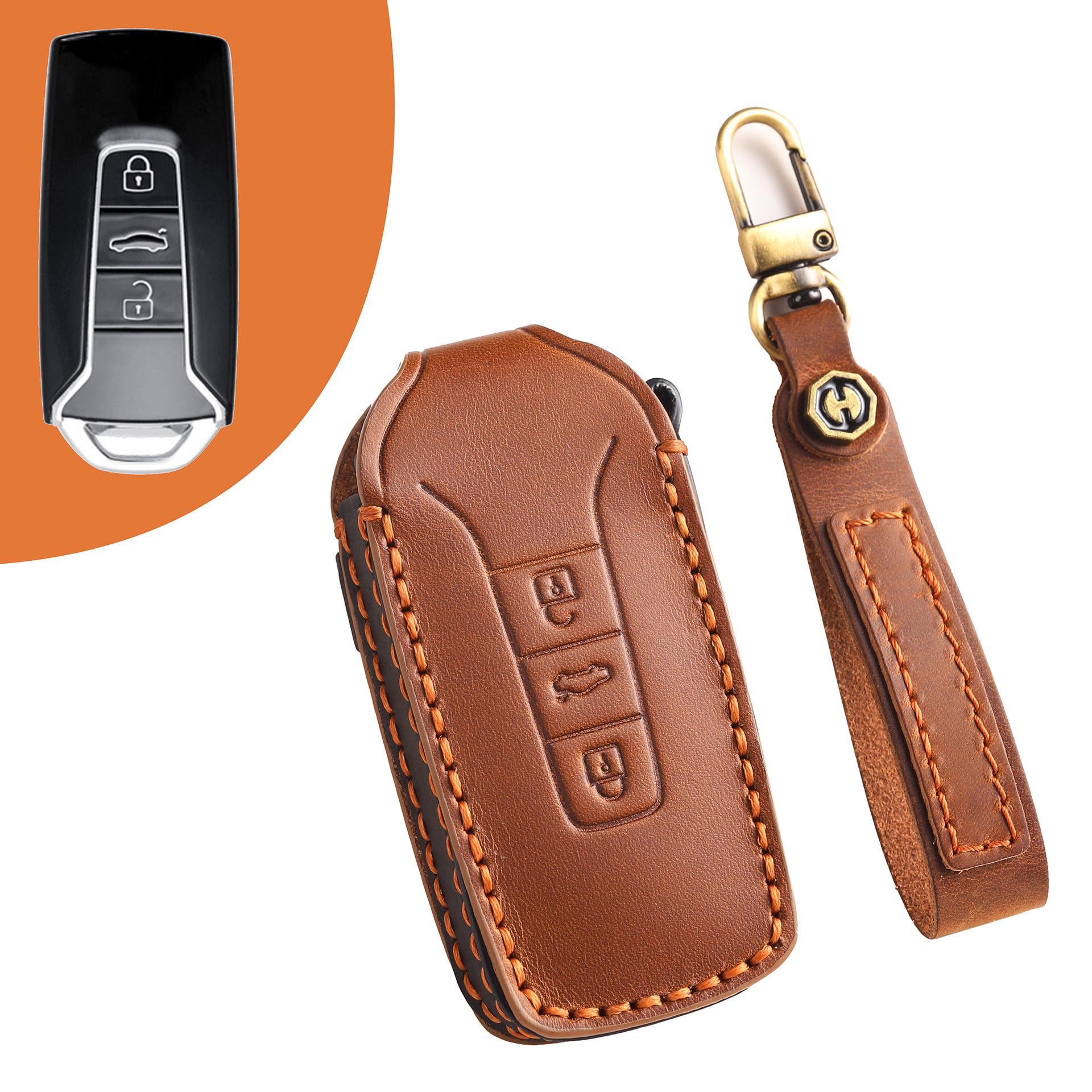 

Applicable to Volkswagen Touareg key cover Touareg car leather key bag, high-end handmade 19-2023 models коричневый