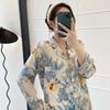 Leichter Luxus Frühling und Sommer Neu Seidiges Pyjama-Set Damen Monet Blume High-End Langarm-Cardigan Loungewear Set