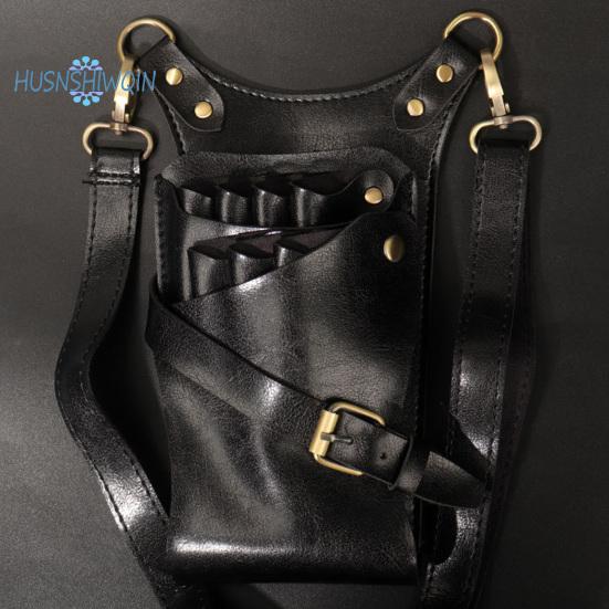 Taška na nůžky na vlasy 7 štěrbin Nastavitelný popruh Salon z umělé kůže Kadeřnictví Držák na nůžky Kadeřnictví Taška do pasu Kadeřnictví Příslušenství