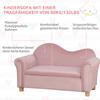 Children's Sofa, Two-Seater for Children 3-5 Years, Storage Space, Natural Wood Frame, 84 x 41.5 x 48.5cm, Pink