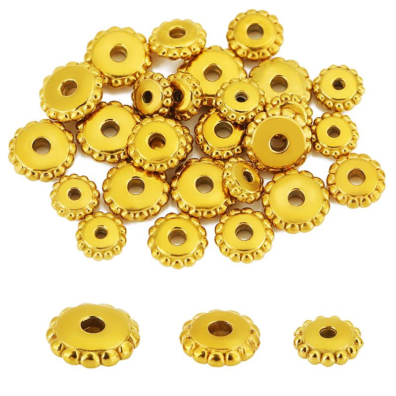 10pcs Stainless Steel Big Hole Spacer Beads 5mm 6mm 8mm PVD Never Fade Necklace Bracelet Beads Diy Findings Jewelry Supplies
