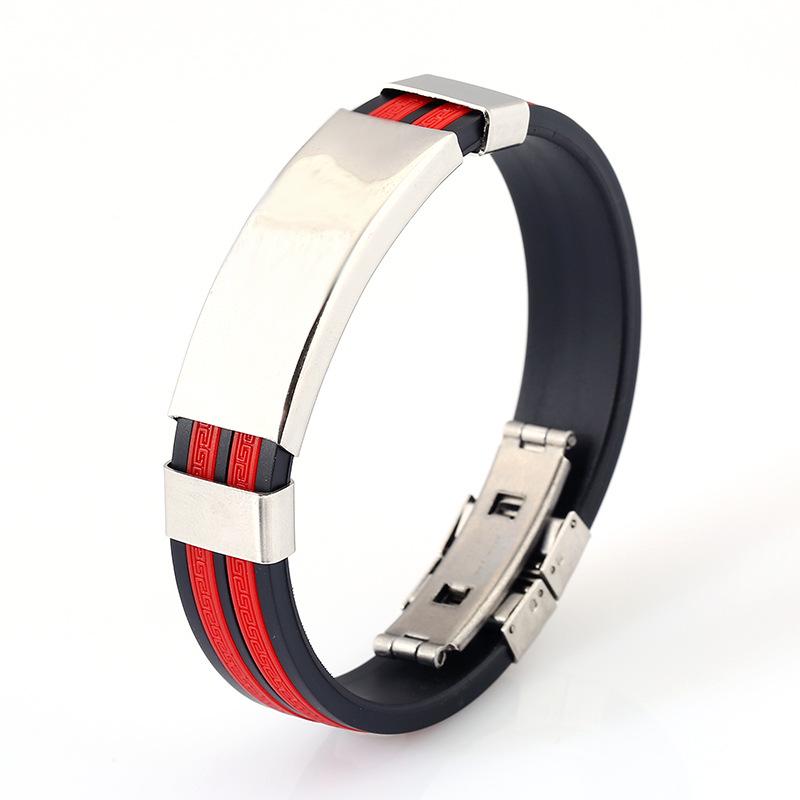 Titanium Steel Personalized Light Plate Great Wall Men'S Silicone Bracelet Trendy Men'S Fashion Stainless Steel Jewelry