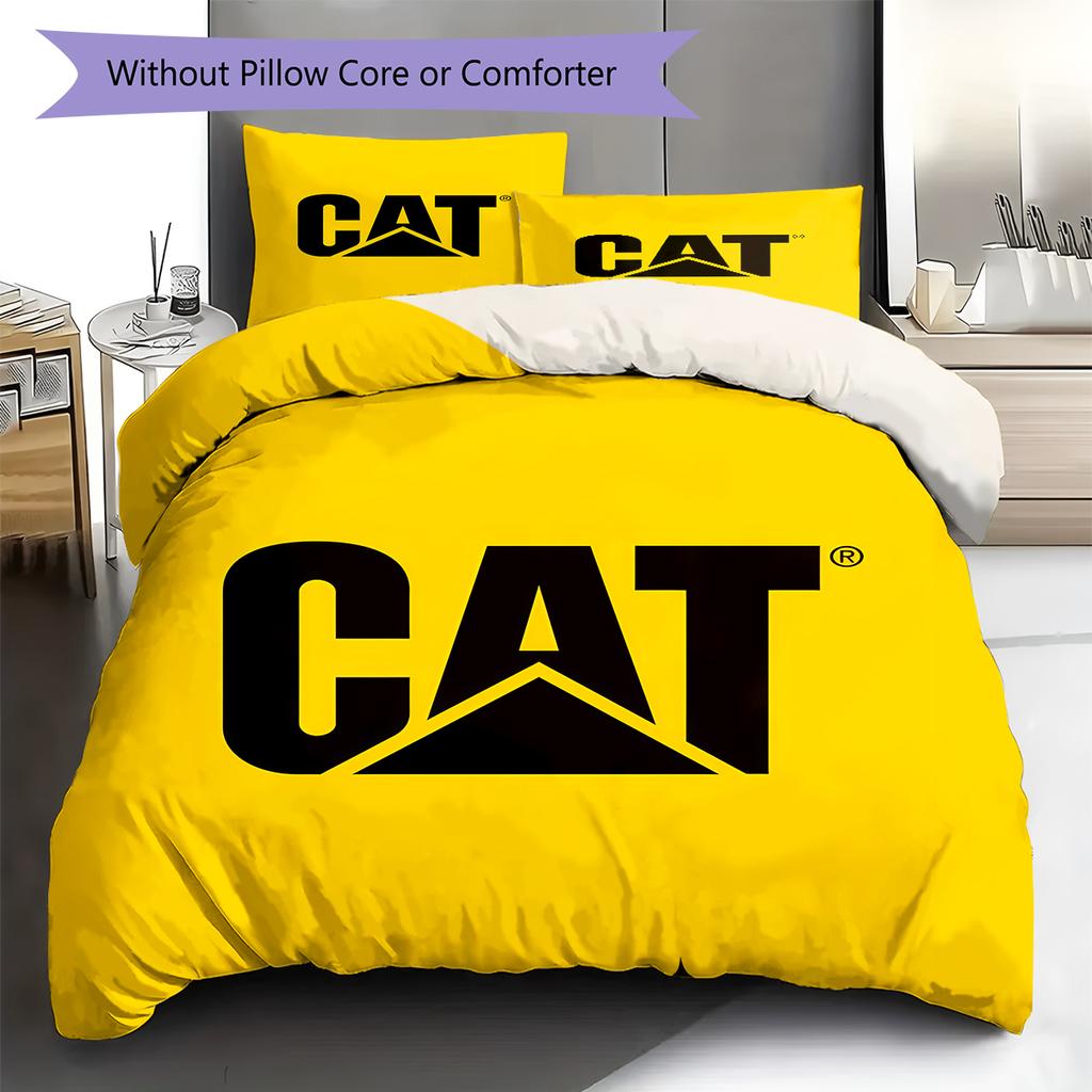 Caterpillar Inc. .  Lenjerie de pat cu model, Set cu cuvertură husă cuvertură față de pernă Cadou de casă de ziua de naștere (1 * husă de pilotă + 2 * fețe de pernă, fără miez)