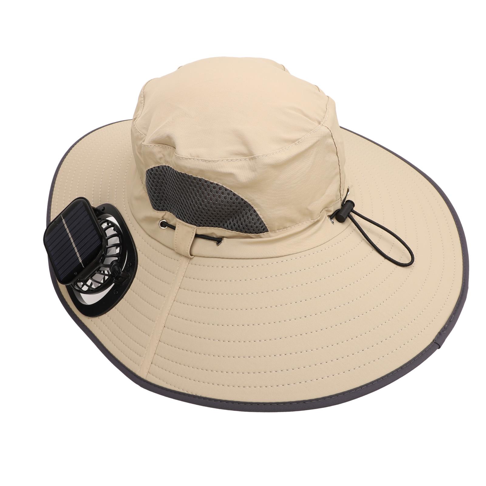 

Съемная шляпа-веер от солнца с 3 скоростями, регулируемая, с защитой от ультрафиолета UPF50, дышащая, с широкими полями, с 2 солнечными батареями хаки