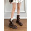 Thick-soled Maillard medium tube short boots women's 2025 new British style retro brown Martin boots