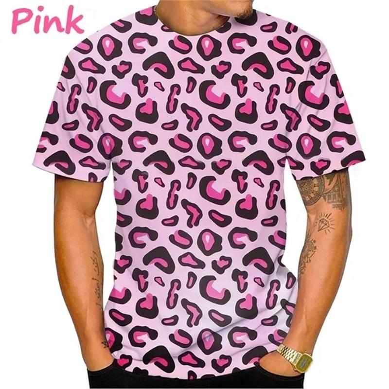 Pánske 3D tričko s leopardím vzorom, pánske tričko s okrúhlym výstrihom a krátkym rukávom, veľké streetwear, pánske tričko