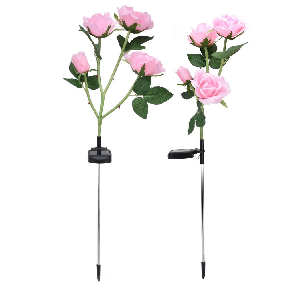 Solar Rose Light 4 Head IP65 Waterproof Decorative LED Flower Landscape Lamp for Garden