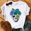 Camiseta De Arte Esttica Feminina De Flores De Caveira Roupas Punk Rock Camiseta Estampada Com Cavaleiro Roupas Fitness Vero 2020