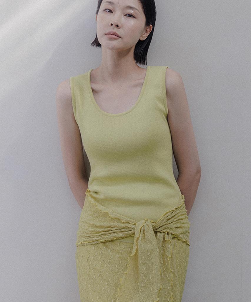 Memua Linen-Like Summer Knit Sleeveless (Lime)