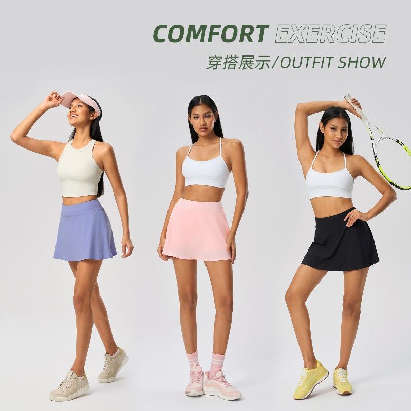 Sports skirt A-shaped version women's high waist hip yoga pants outdoor fitness tennis skirt with pocket D