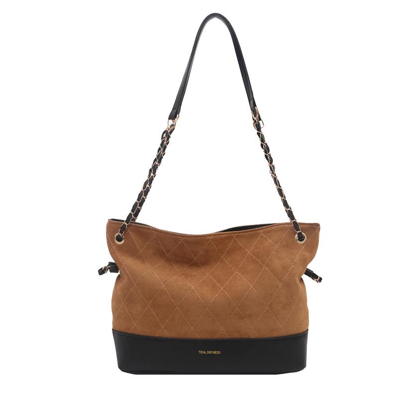 

Argyle Chain Retro Tote Bag – Versatile Autumn/Winter Shoulder Handbag for Women Standard коричневый