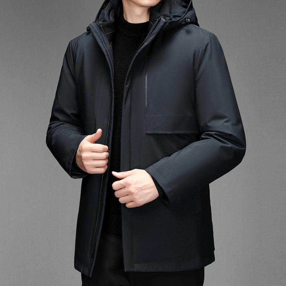 2025 New Middle-aged and Elderly Down Jackets, Men's Medium and Long Thickened Dad Jackets, Large Size Removable Liner Winter Clothing