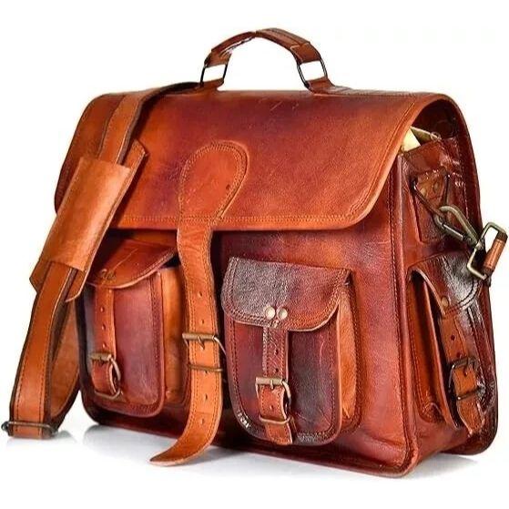 Handmade Super Refined Leather Vintage Laptop Messenger Briefcase Bag Satchel