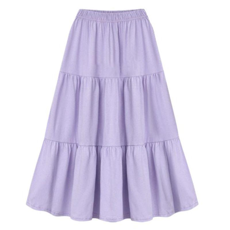 

Fresh Style Student Purple Casual Mid Length Long Length Skirt Purple XL