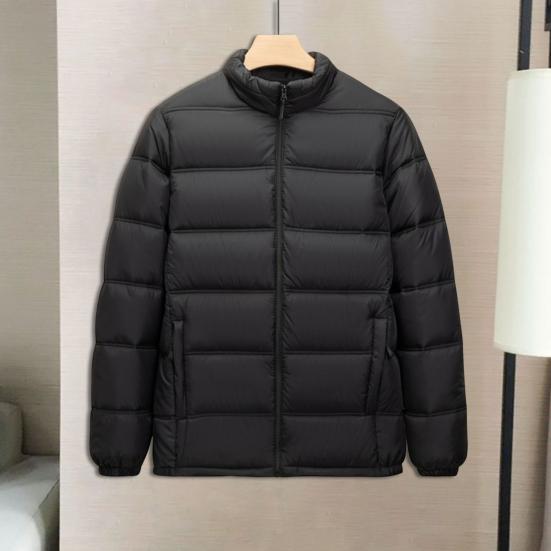 Herren Baumwollmantel Stehkragen Langarm Elastische Bündchen Baumwolljacke mit Taschen Einfarbig Verdickte Warme Oberbekleidung