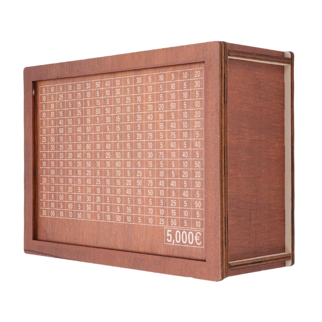 5000 Euro Savings Challenge Box Retro Wooden Cash Saver Piggy Bank for All Ages Home Decor