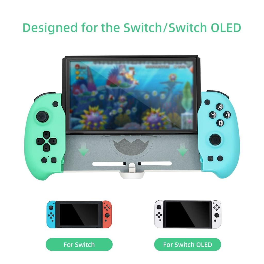 Nintendo Switch OLED Ergonomic Controller Grip with Gravity Induction of Six-Axis Gyroscope, Double Motor Vibration, Kickstand and Game Card Slot