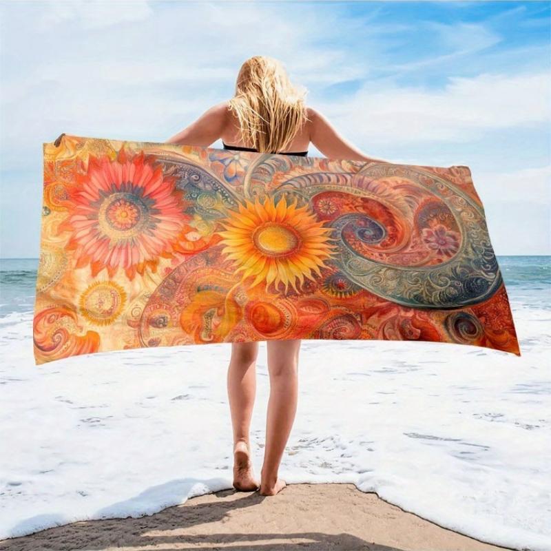 

1pc Vibrant Sunflower Beach Towel | Oversized Microfiber, Lightweight, Sand-Free, Quick-Dry, Summer Essential, Stunning Colorful W40*H60(CM)