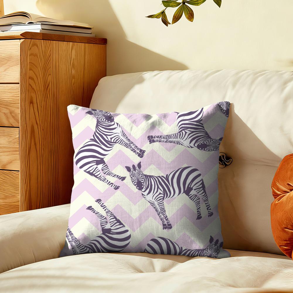 Cute Funny Zebra Pattern Cushion Cover Plush Fabric Soft DoubleSided Printed Sofa Warm Winter Home Gift Pillow Cover
