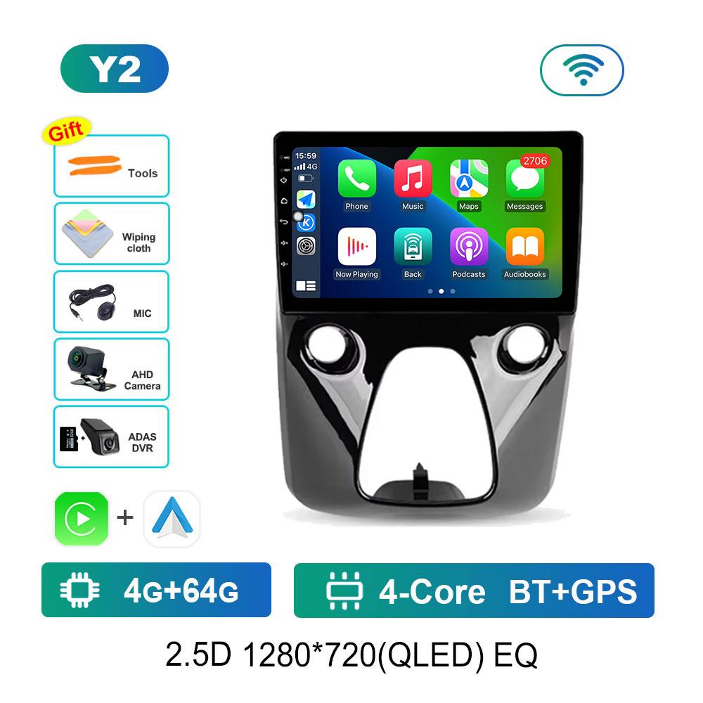 Navigation GPS Car Video Multimedia Player for Toyota Aygo For Peugeot 108 For Citroen C1 2016 - 2020 Android OS WiFi BT 4G