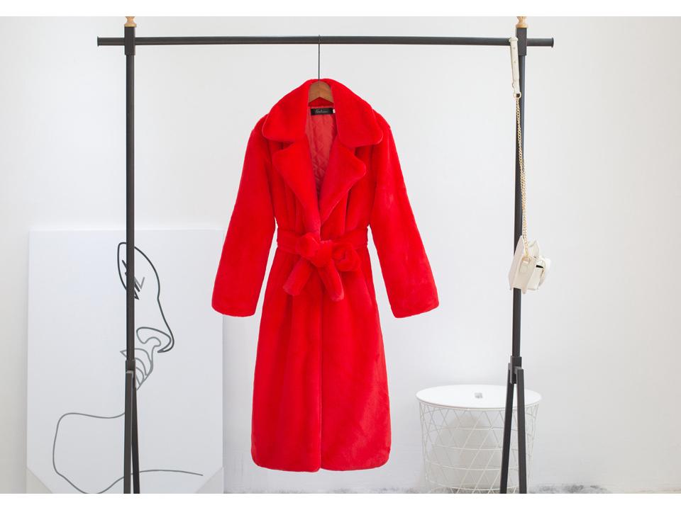 2024 Extra Long Plus Size Women's Faux Rabbit Fur Coat - Warm Winter Outerwear