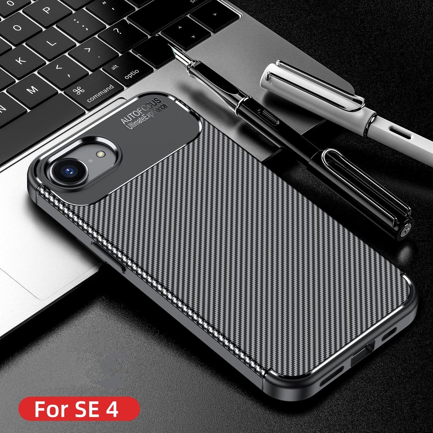 Luxury Business Case For iPhone 17e Case Cover iPhone 17e 16e Funda Coque Capa Soft TPU Carbon fiber Phone Back Case iPhone 17e For iphone 17e 16e чёрный
