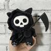 Grim Reaper Cat Plush Keychain Dark Style Skull Cat Doll Pendant With Scythe For Backpack Halloween Party Decoration Gift