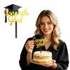 Big Graduation Cap Black And Gold Double-layer Congrats Grad Cake Decoration