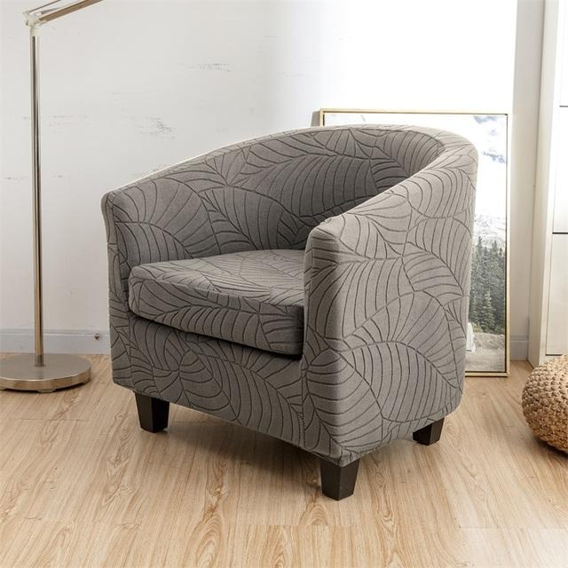 Leaves Jacquard Tub Chair Cover Stretch Armchair Cover Club Sofa Slipcover For Living Room Couch Covers With Seat Cushion Covers