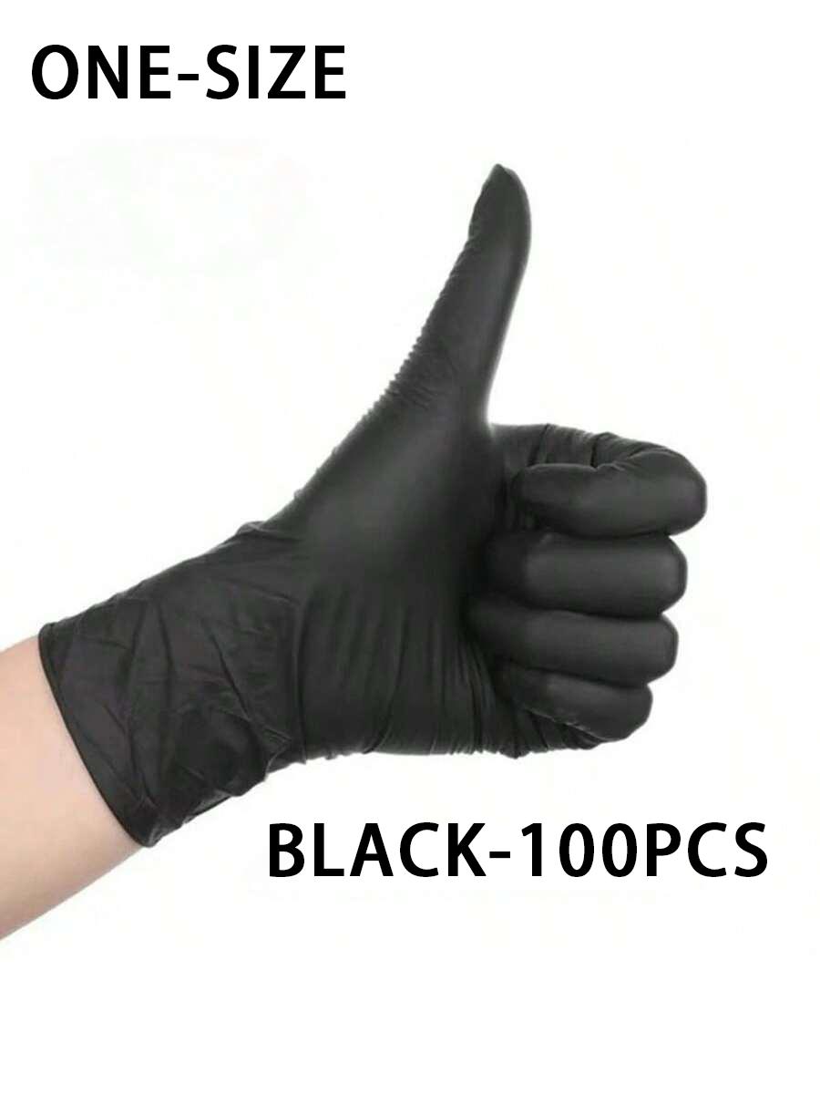 

100PCS,Disposable nitrile Black Gloves - Tear-Resistant, Durable, Ideal for Cooking, Food Handling & Dough Kneading 100pcs чёрный
