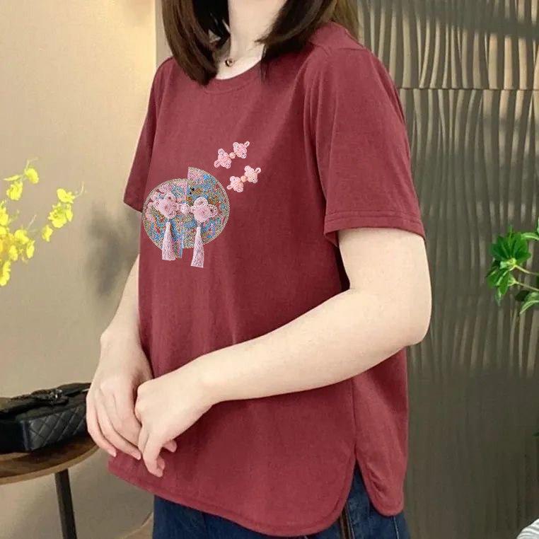 

Clearance Sale: Premium Summer Printed Short-Sleeve Loose Slimming T-Shirt for Women - Age-Reducing & Fashionable Top L