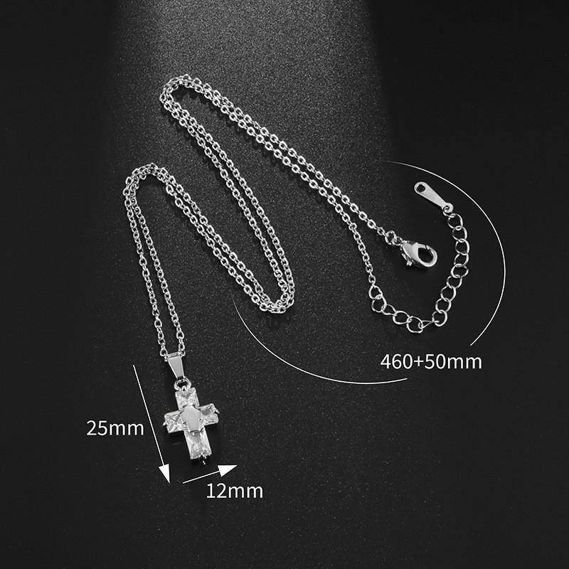 New Womens Party Classic Cross Inlay Zircon Pendant Necklace Jewelry Gift