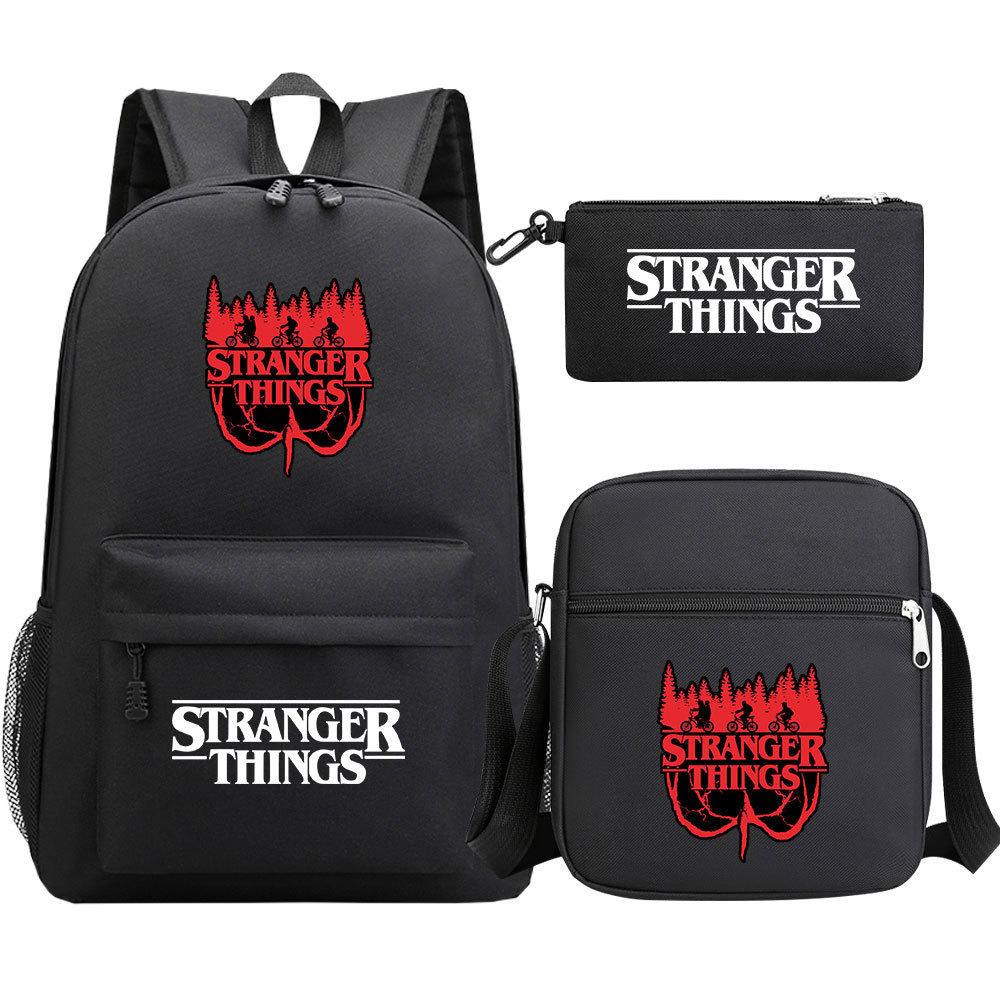Stranger Things Star Printing Teen Student School Bag Three-Piece Men'S And Women'S Backpack