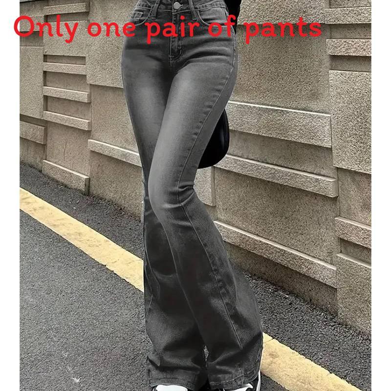 American Retro Wide Leg Denim Pants For Casual Streetwear With Pocket Design For Women