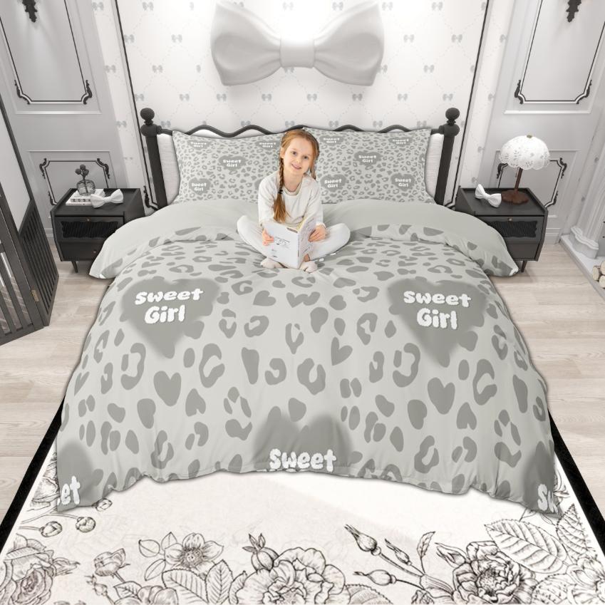

Comforter Homewish Cheetah Print Wild Leopard Printed Bedding Set Cute Kawaii Love Hearts Set Comforter (quilt)-EU Single(135*200cm)3pcs