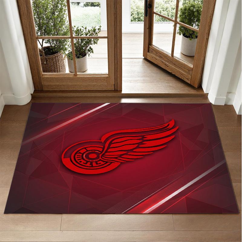 Detroit Red Wings Design Crystal Velvet Rug Soft Decorative Mat for Bedroom Entrance